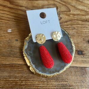 LOFT Molded Coin Beaded Drop Earrings in Smoked Paprika - NWT